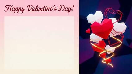 Heart-shaped design with red and white colors for Valentine's greeting card  