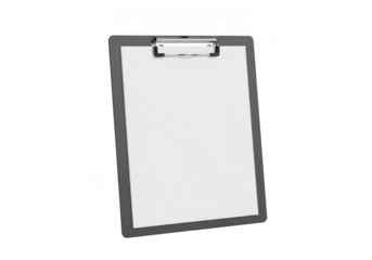 A blank clipboard with a silver clip isolated on transparent background