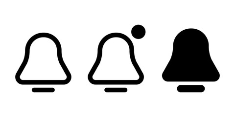 Notification bell icons set for alerts, reminders, and updates on digital interfaces, apps, and web design elements isolated.