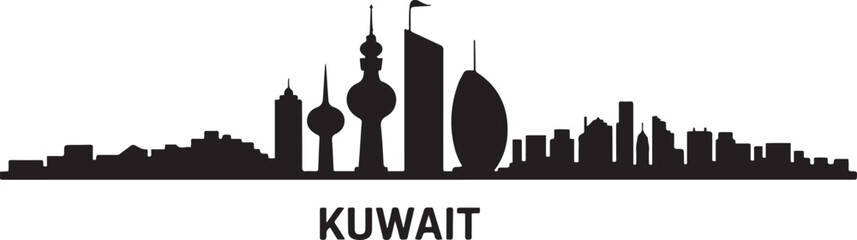 Kuwait city skyline. design Vector black silhouette