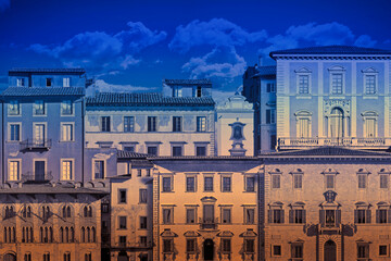 Abstract composition of typical old Italian buildings (Italy - P