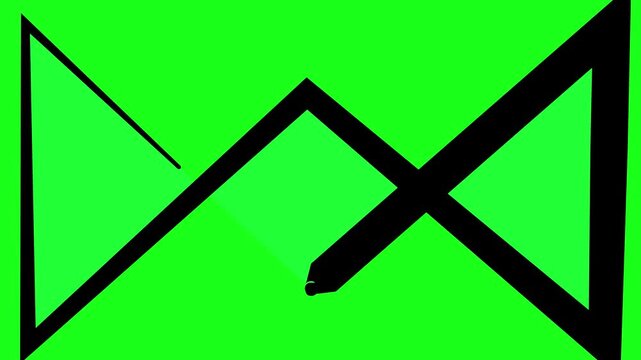Abstract Geometric Black Lines on Bright Green Background.
