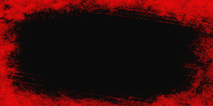 Dark red grunge texture background with ink splat and vintage frame pattern for old wall design