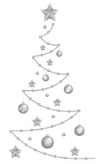Christmas tree with garlands and balls, png, vector, transparent, isolated on white background