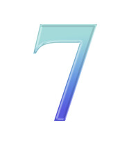 Digit seven with a vibrant blue gradient against a solid black background