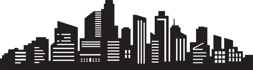 Naklejka premium City landscape with buildings. Towers and buildings in modern flat style. design Vector black silhouette