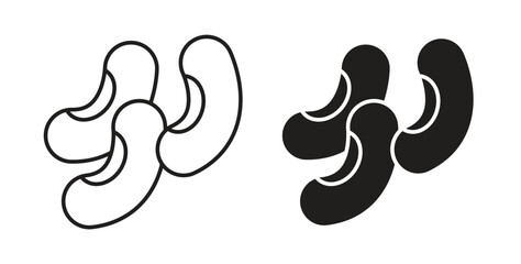 Kidney plant bean icons silhouettes. Vector elements for design.