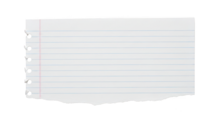 Torn lined notebook paper, isolated on transparent background