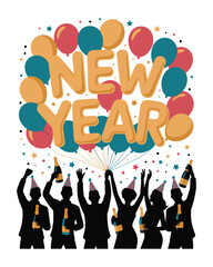 New Year Festival Silhouette Crowd Celebration