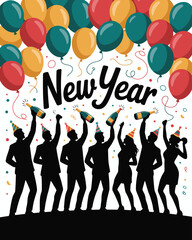 Colorful Balloon Party New Year Vector Design