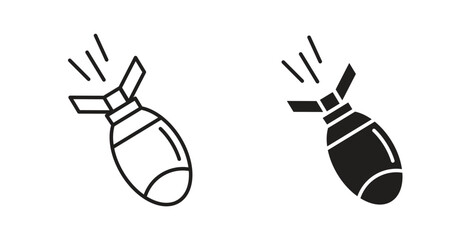 Nuclear bomb icons silhouettes. Vector elements for design.