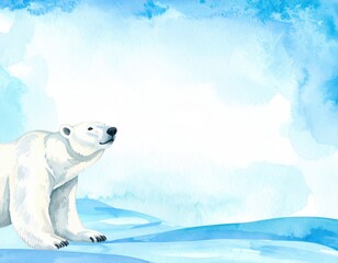 Majestic polar bear stands in snowy arctic landscape white bear stands on snow covered terrain surveying area