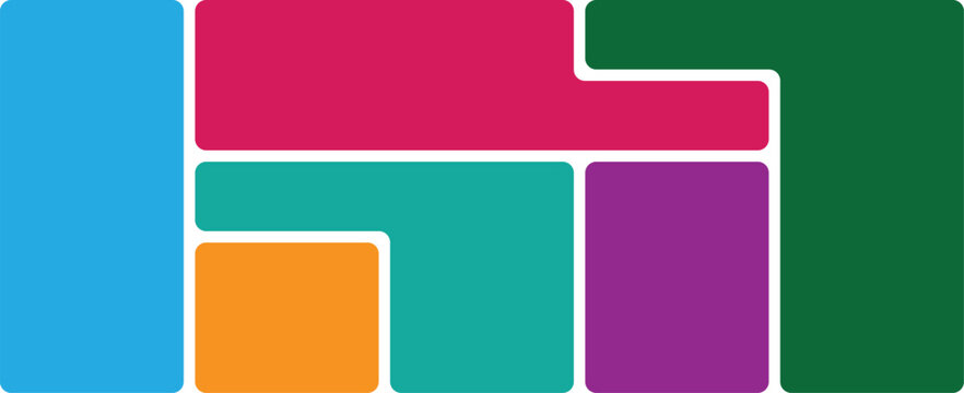 Creative abstract mosaic of interlocking colorful geometric shapes