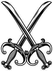 Vintage crossed sabers swords vector emblem design