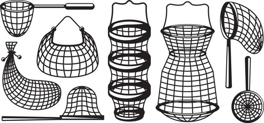 Fishing Nets and Traps Silhouette Collection fsfwerfw