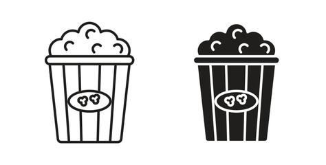 Popcorn icons silhouettes. Vector elements for design.
