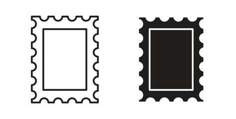 Postage stamp icons silhouettes. Vector elements for design.