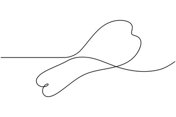 Fried chicken icon continuous one line drawing on white background minimalist drumstick leg wing sign symbol outline vector illustration