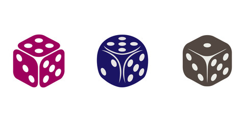 Two detailed and white dice illustration vintage art silhouette concept for gambling and games.