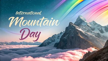 Mountain day, Surreal artistic composition where mountain peaks merge with imaginative elements.