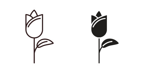 Rose icons silhouettes. Vector elements for design.