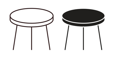 Round table icons silhouettes. Vector elements for design.