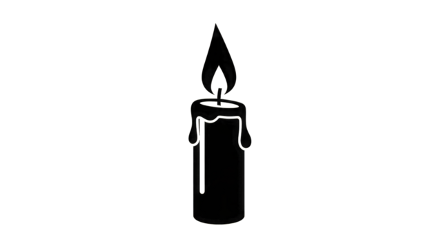 Burning candle silhouette with dripping wax isolated on a transparent background - Powered by Adobe