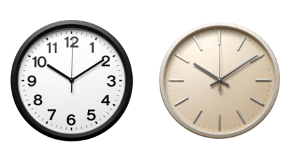 Modern Black Rim Clock with Clear Numerals Contemporary Beige Wall Clock with Metal Hands