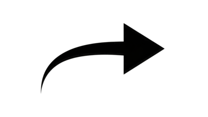 Curved Arrow Pointing Right isolated on a transparent background