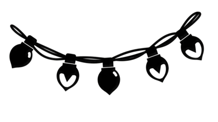 Heart Shaped Light String isolated on a transparent background