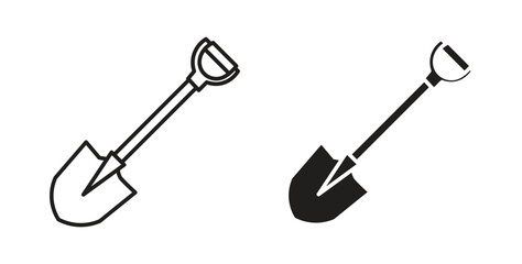Shovel icons silhouettes. Vector elements for design.