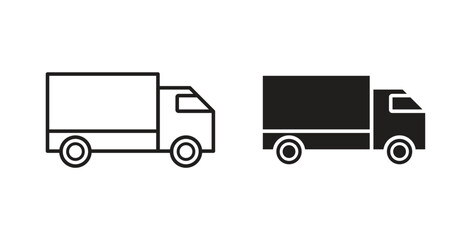 Shipping truck icons silhouettes. Vector elements for design.