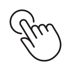 Click line black icon. Hand, finger sign. Clicking symbol. Touch screen, tap, select, activation concept. Element for social media, interface, website, network. Editable stroke. Vector illustration.