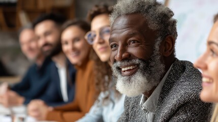 Diverse Group of People Smiling at an Informal Meeting