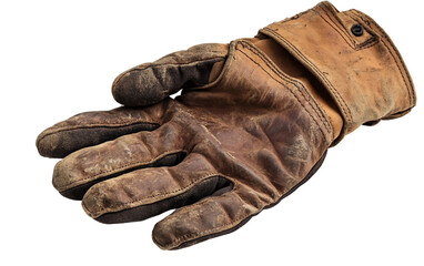 Pair of worn leather work boots displayed in studio close up highlighting craftsmanship and sturdiness