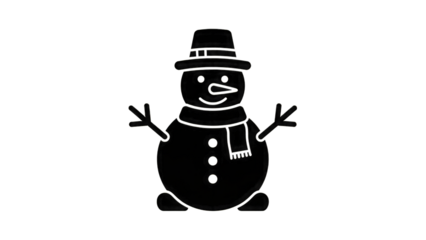 Snowman with hat and scarf isolated on a transparent background