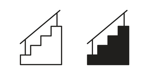 Stairs icons silhouettes. Vector elements for design.