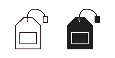 Tea bag icons silhouettes. Vector elements for design.