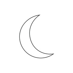 Simple ramadan crescent moon outline icon vector flat design on white background.