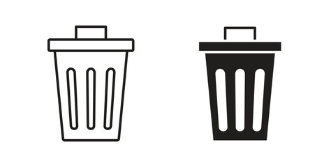 Trash Bin icons silhouettes. Vector elements for design.