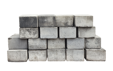 Close up detailed view of a stack of concrete blocks neatly arranged for construction and building purposes