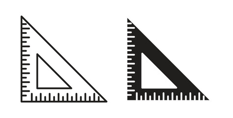 Triangle ruler icons silhouettes. Vector elements for design.