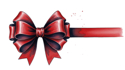 Red Gift Bow Splatters on a transparent background, PNG image, PNG file