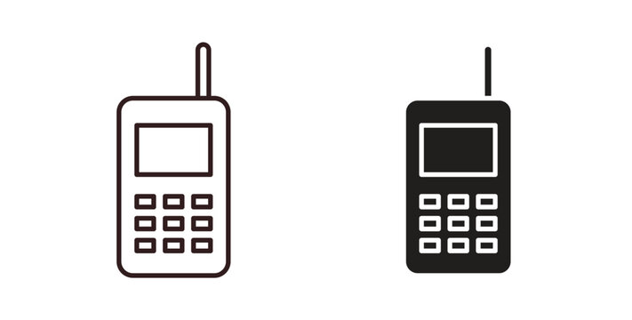 Walkie talkie icons silhouettes. Vector elements for design.