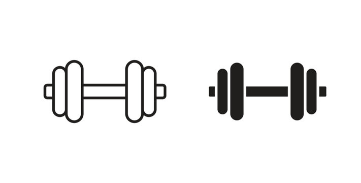 Weight barbell icons silhouettes. Vector elements for design.