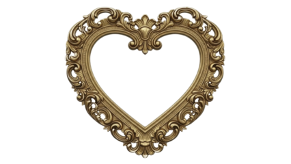 Ornate Golden Heart Frame Transparent Background PNG Image for Valentines Day