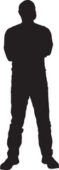vector, silhouette of front view of a man standing looking up