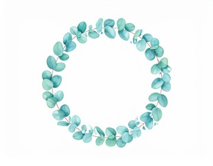Obraz premium Eucalyptus wreath features natural green foliage botanical circle displays organic leafy decoration