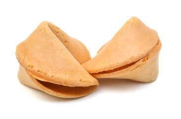 Fortune cookies with blank slip isolated on white background