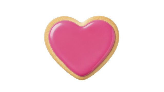 Pink Iced Heart Cookie for Valentine's Day on a transparent background PNG image